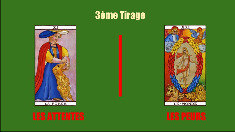 Le troisième tirage tarot de marseille gratuit immediat avec les cartes de la force et du monde