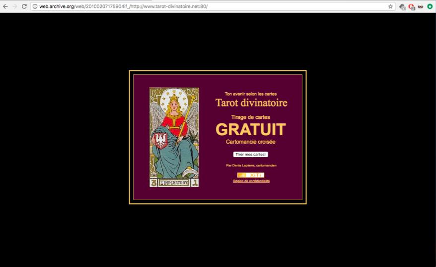 Le site de divitarot en 2009 pris en photo par archive.org