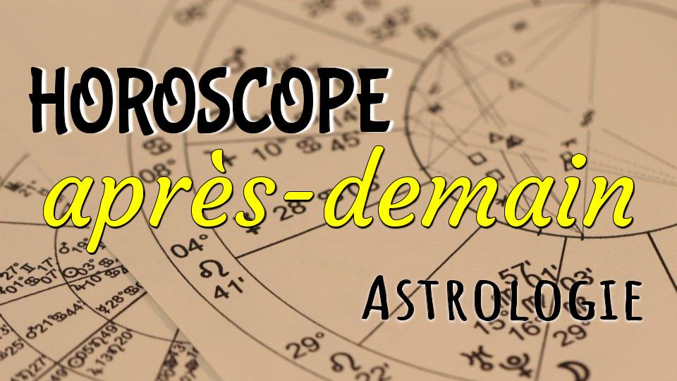 Les 3 mots horoscope, après-demain et astrologie avec des feuilles de calcul pour déterminer l'horoscope en arrière-plan