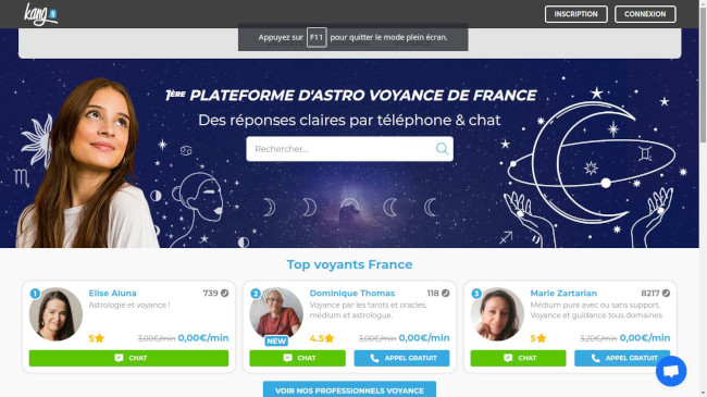 La page d'accueil du site Kang.fr