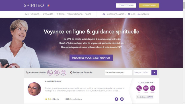 La page d'accueil du site Spiriteo.com